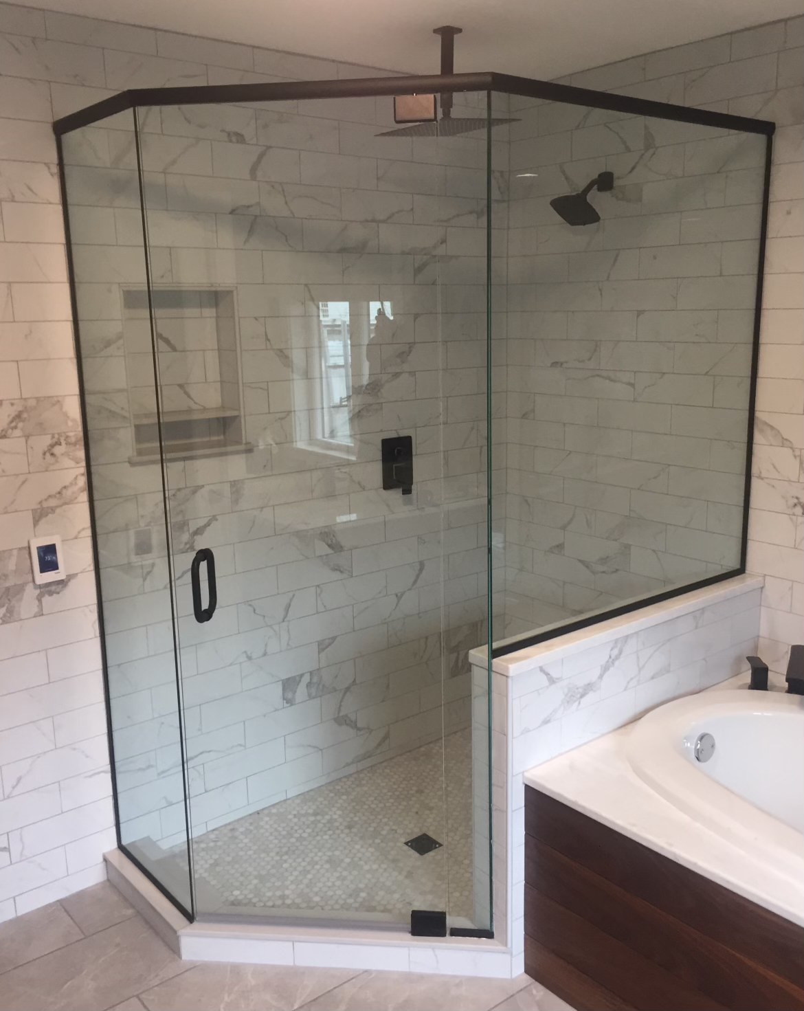 Corner Shower With Header Corner Shower With Header