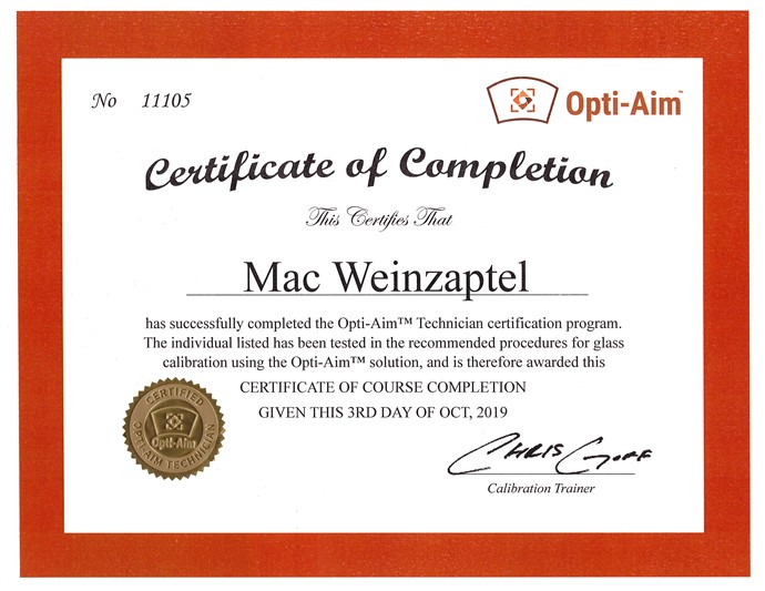 Opti Aim Certification