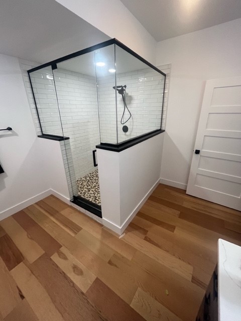 Shower Enclosure With Header And Pivot Doors Rest Pony Walls Channel Clear Matte Black