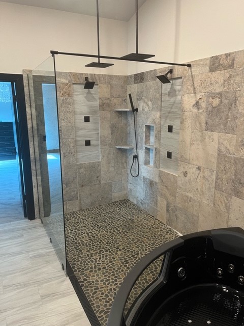 Large Shower Panel With Sleeve Over Horizontal Support Bar