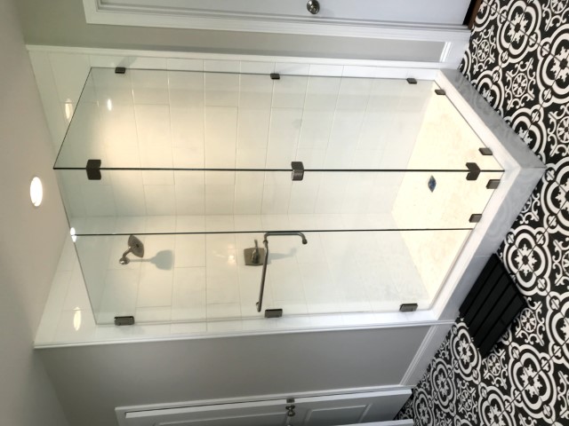 Shower Door And Panel And Return Clips Glass To Glass Clips Pull Towel Bar Combo