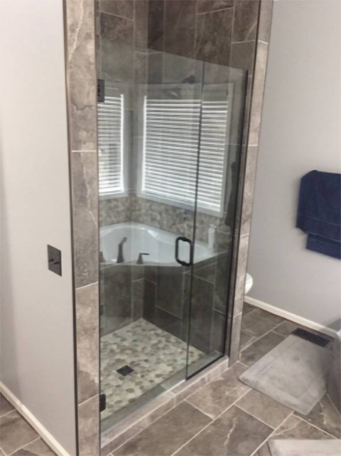 Shower Door And Sidelite With Matte Black Track