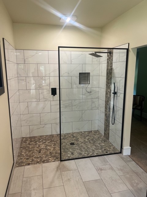 Large Shower Panel Black Trim All Around