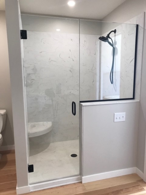 Shower Enclosure Door On Right Knee Wall Sidelite Channel Clear Matte Black