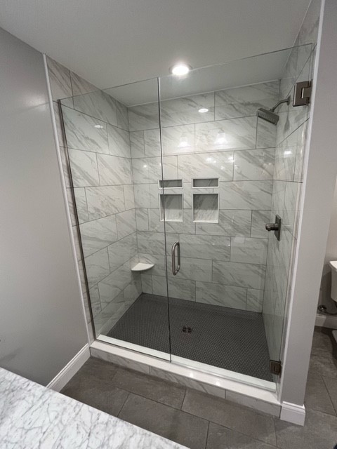 Standard Shower Door With Side Panel Clear Brushed Nickel Channel 2