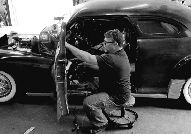 Buddy Working On Door Glass