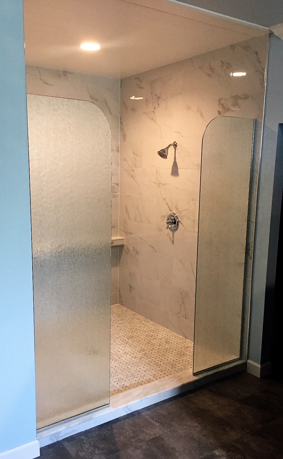 Rain Glass Shower Install 2018 Rounded Corner Sidelites Rain Glass Shower Install 2018 Rounded Corner Sidelites